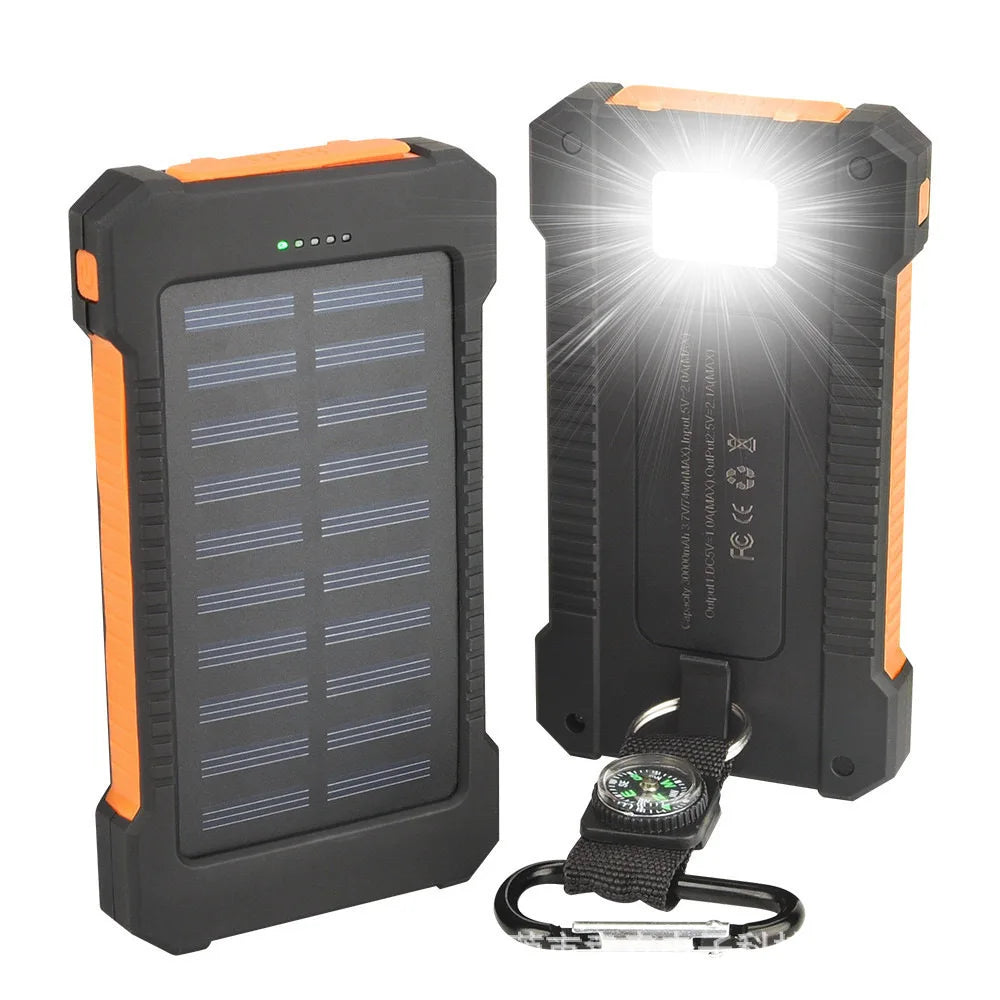 Solar Power Bank 200000Mah Waterproof Portable Solar Panel Charger Powerbank for Iphone17 Samsung Huawei Xiaomi External Battery