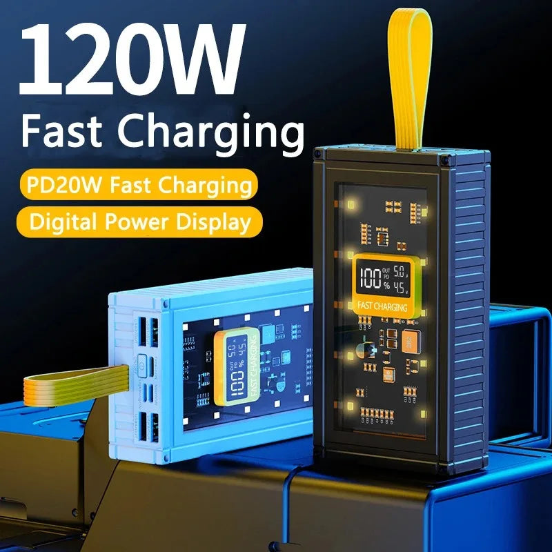 50000Mah Power Bank 120W PD20W Super Fast Charge Portable Charger for Iphone Samsung Huawei Powerbank External Battery Powerbank