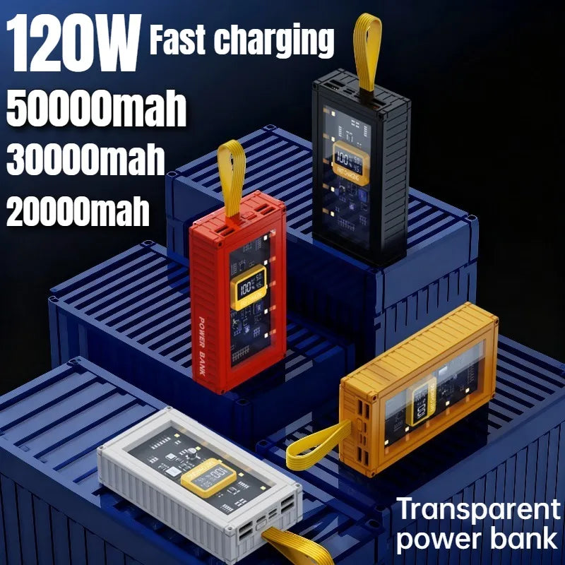 50000Mah Power Bank 120W PD20W Super Fast Charge Portable Charger for Iphone Samsung Huawei Powerbank External Battery Powerbank