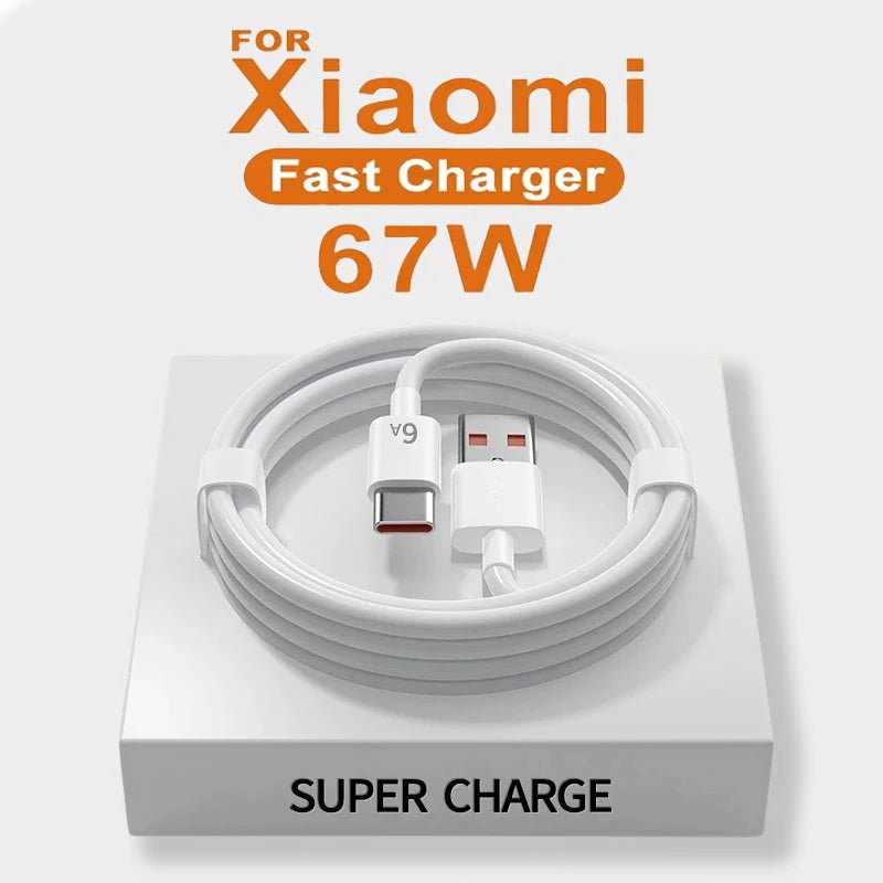 Original 67W USB Super Fast Charger Power Adapter Mi 12 11 6A Type C Cable POCO X5 X4 Pro Redmi Note 9 10 11 Charging