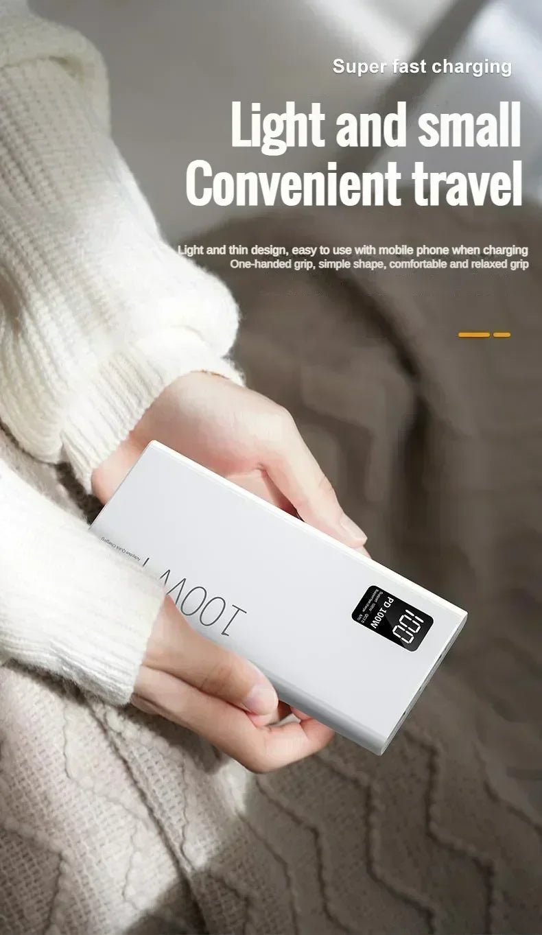 100W Ultra-Fast Charging 30000Mah Power Bank with Dual USB Ports High Capacity External Battery for Iphone 15 Android Samsung