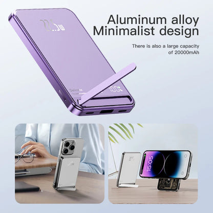 New High Quality Alloy Powerbank Backup Battery for Magsafe with Gift Powerbank Magnetic Wireless Phone Charger with Phone Hold