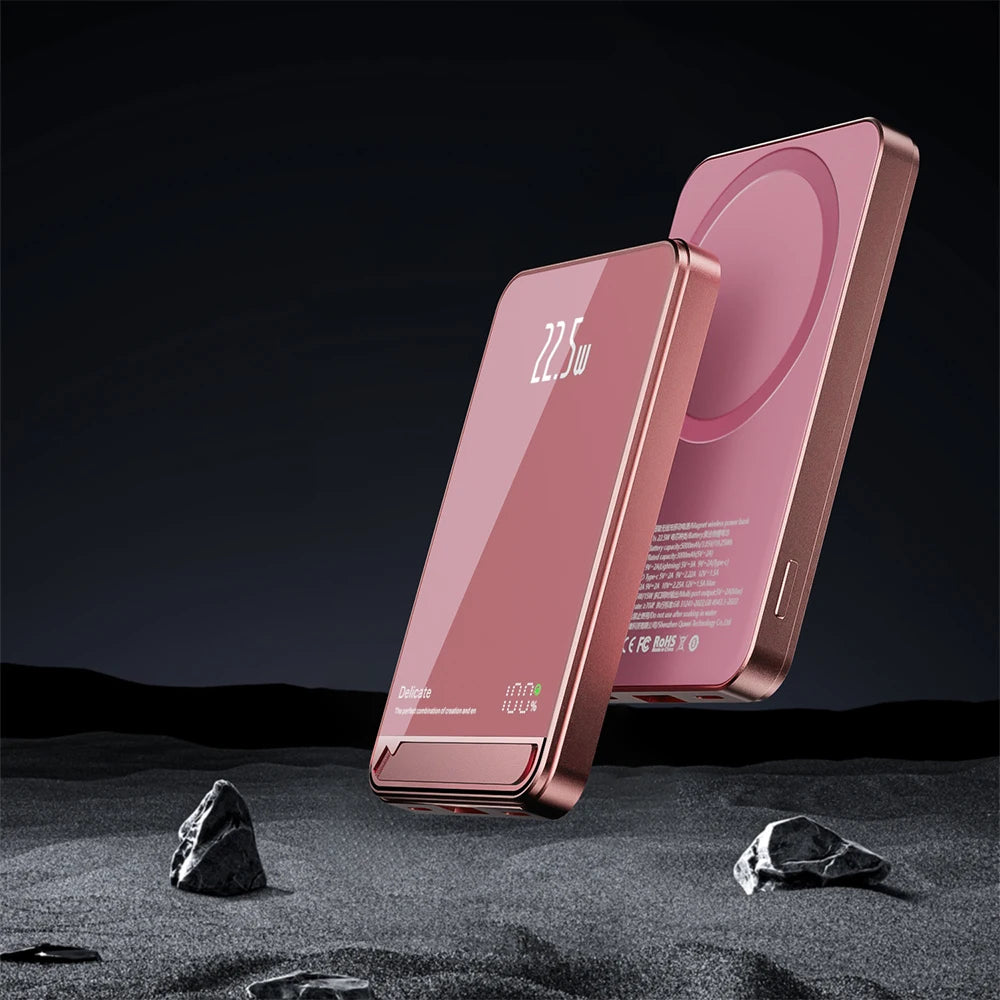 New High Quality Alloy Powerbank Backup Battery for Magsafe with Gift Powerbank Magnetic Wireless Phone Charger with Phone Hold