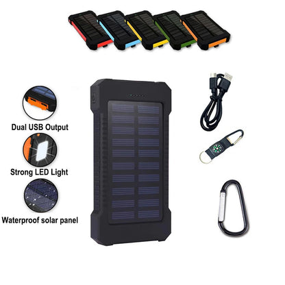 Solar Power Bank 200000Mah Waterproof Portable Solar Panel Charger Powerbank for Iphone17 Samsung Huawei Xiaomi External Battery